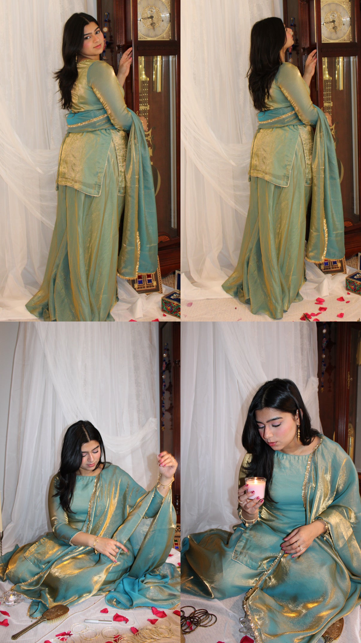 Zari Green Shifa Set