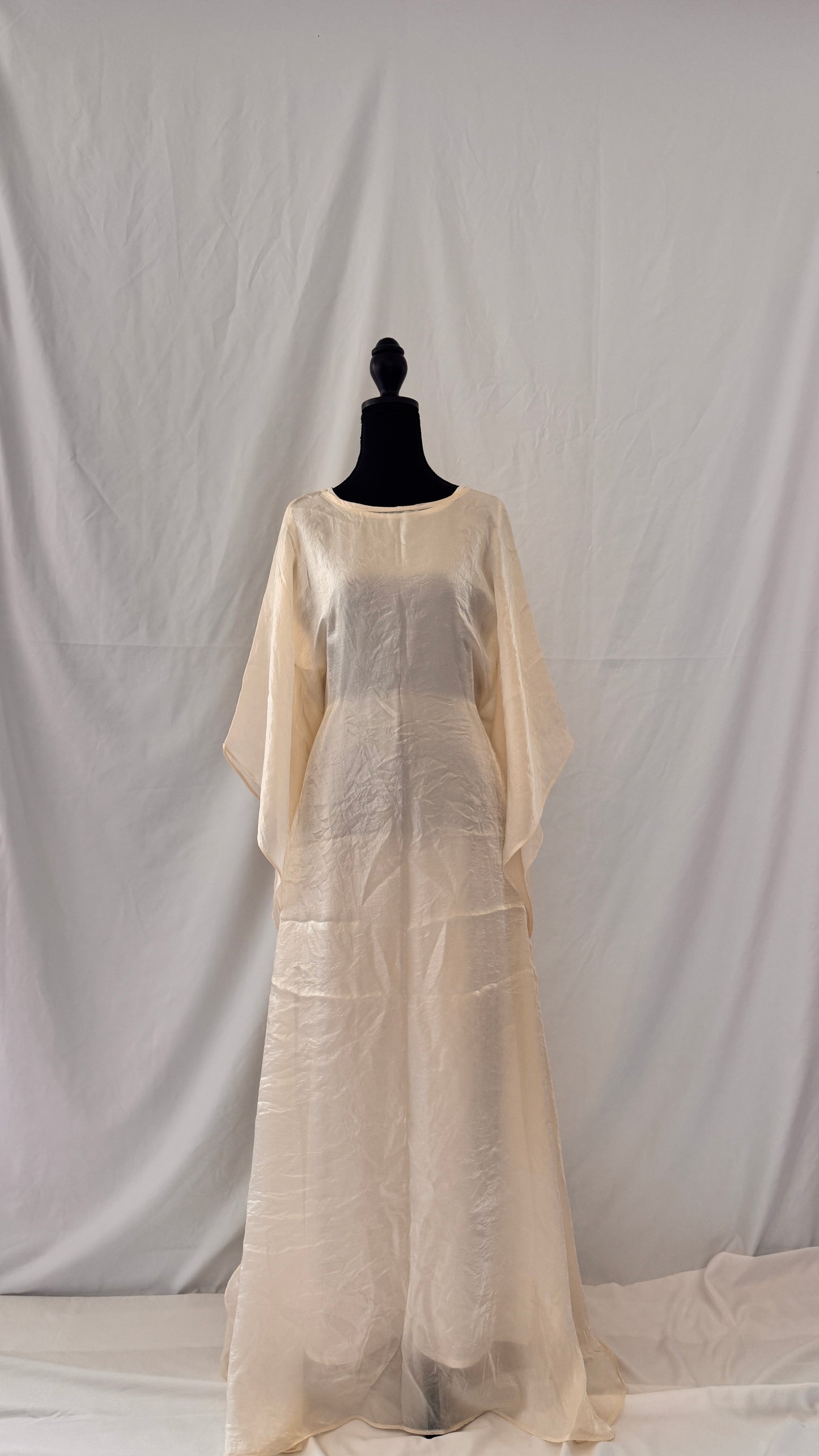 Chrome Off White Butterfly Abaya