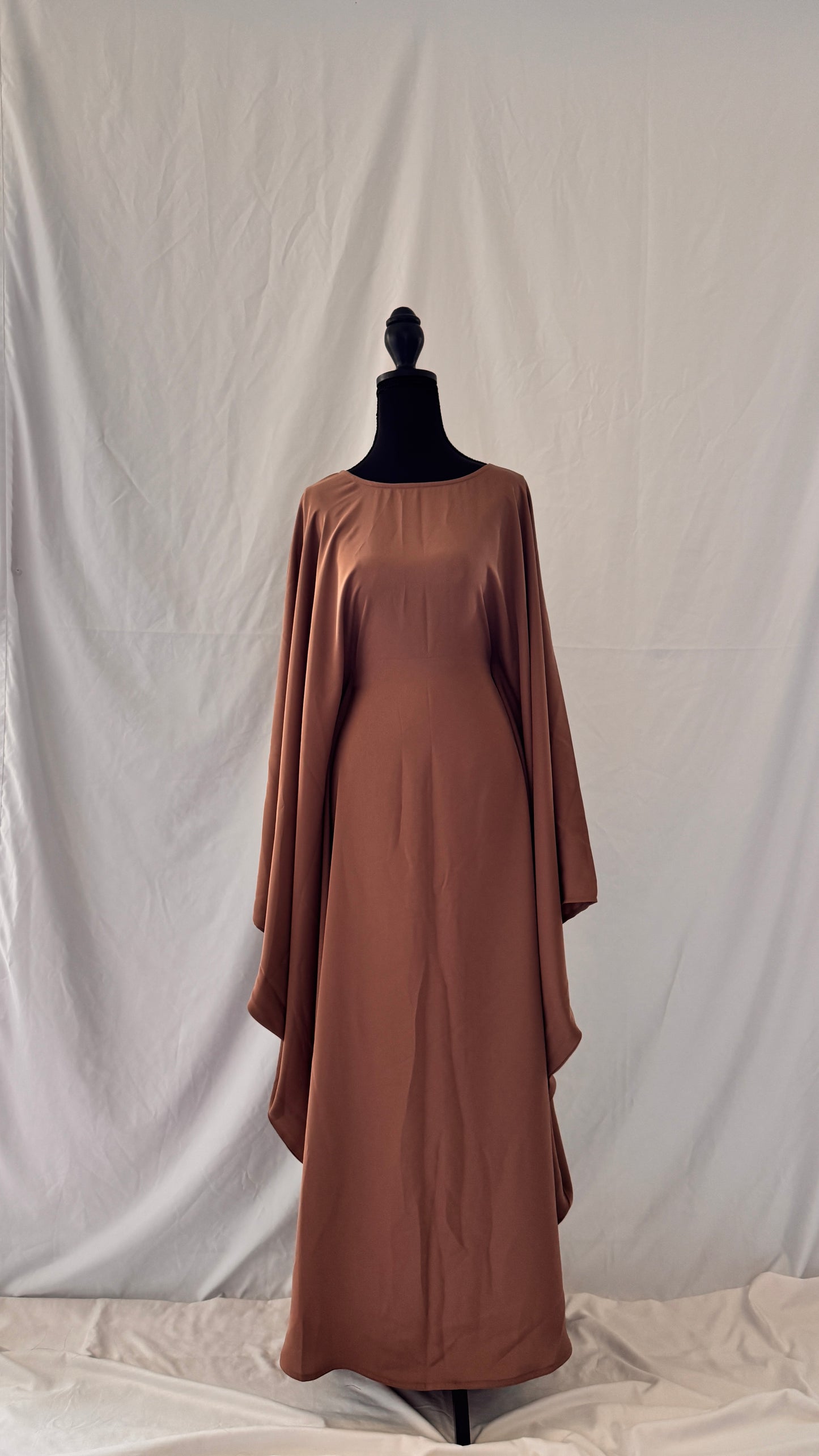Plain Batwing Abaya Light Brown