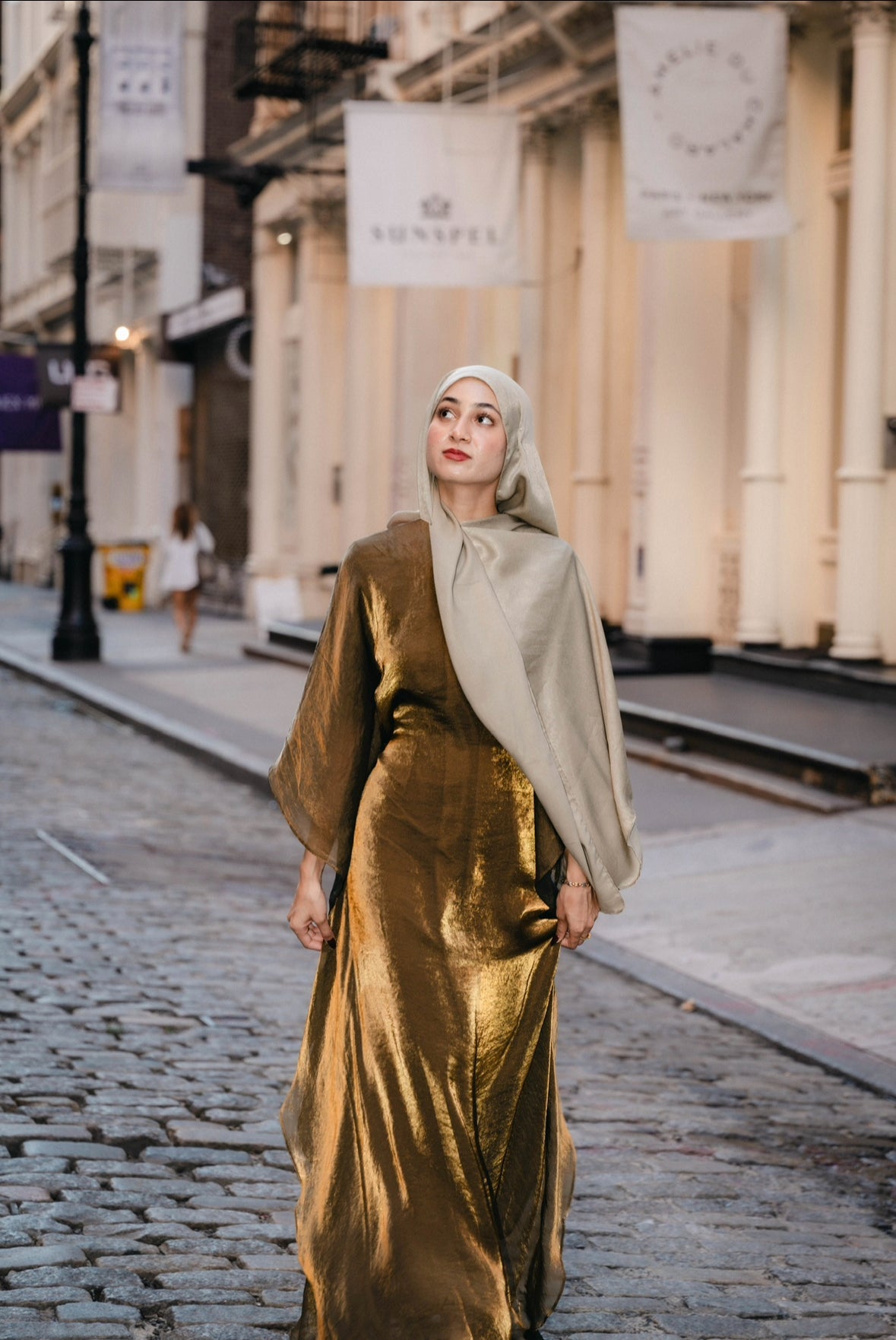 Chrome Gold/Brown Butterfly Abaya