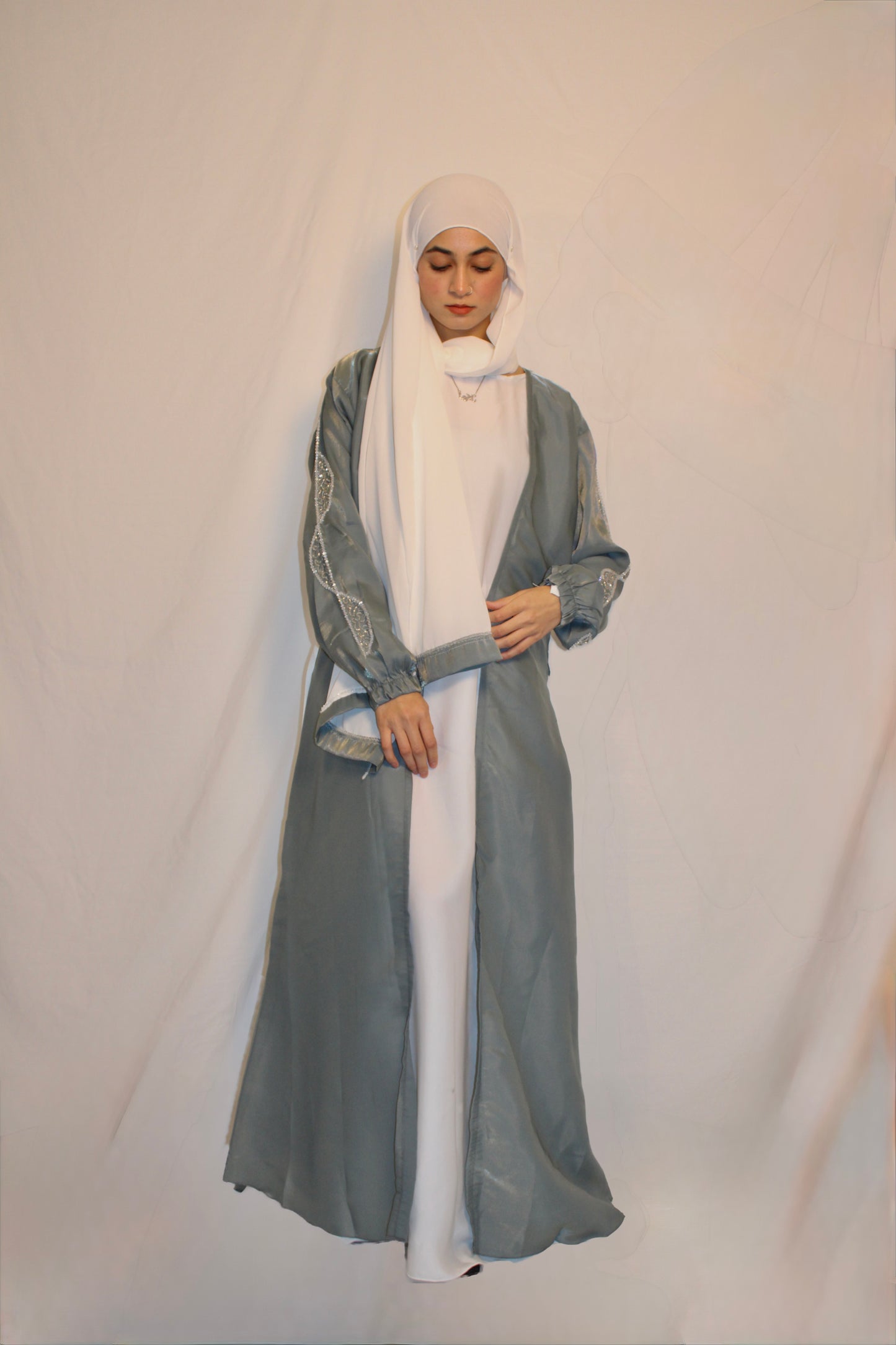 4 Piece Organza Abaya Set