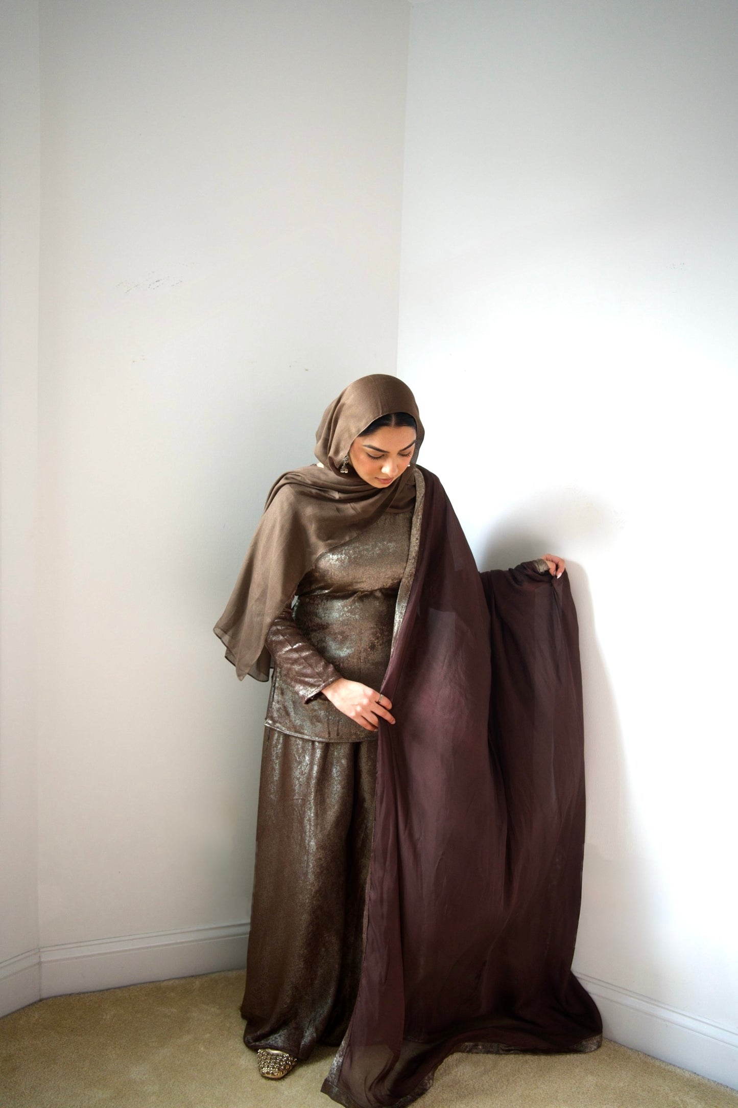 Noor Palazzo Set Chocolate Brown