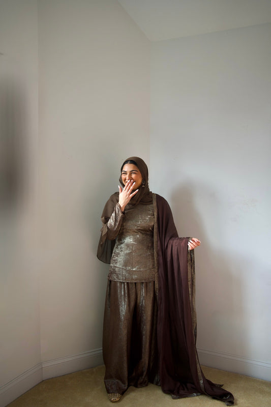 Noor Palazzo Set Chocolate Brown
