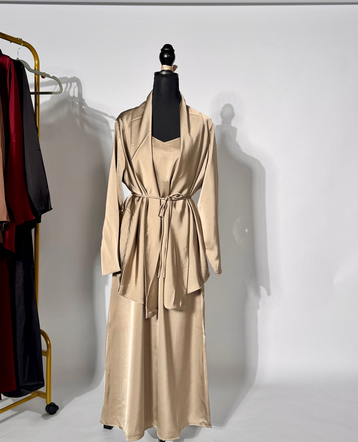 Satin Slip Dress + Satin Cardigan Set