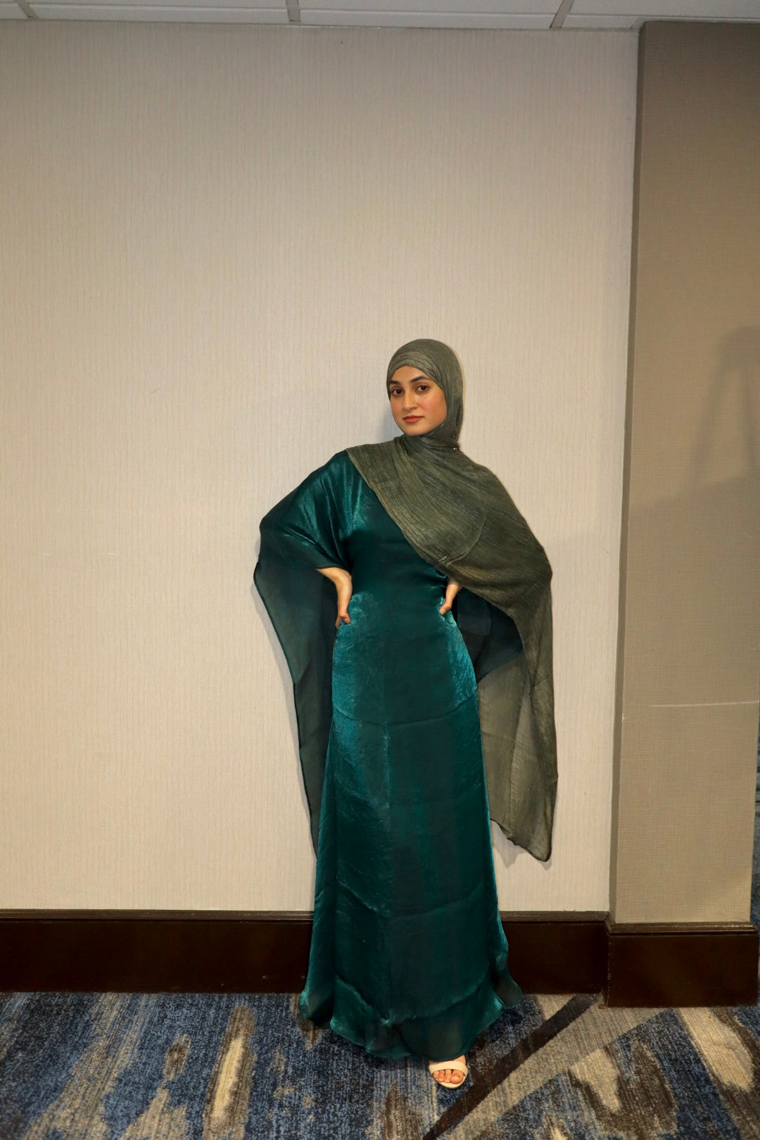 Chrome Dark Teal Butterfly Abaya
