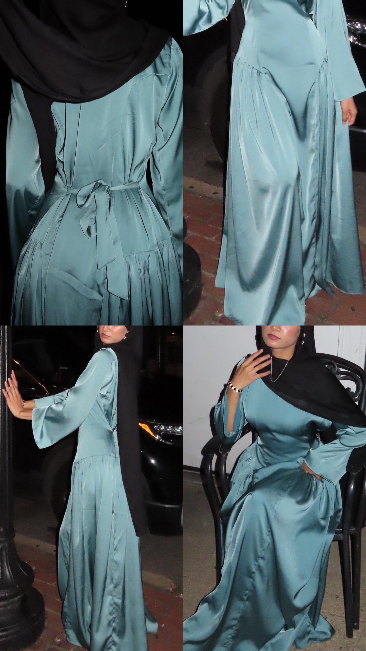 Iris Drop Waist Satin Dress