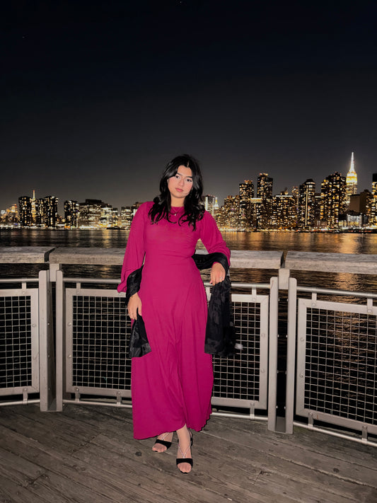 Ribbed Jersey Tie-Back Maxi Dress