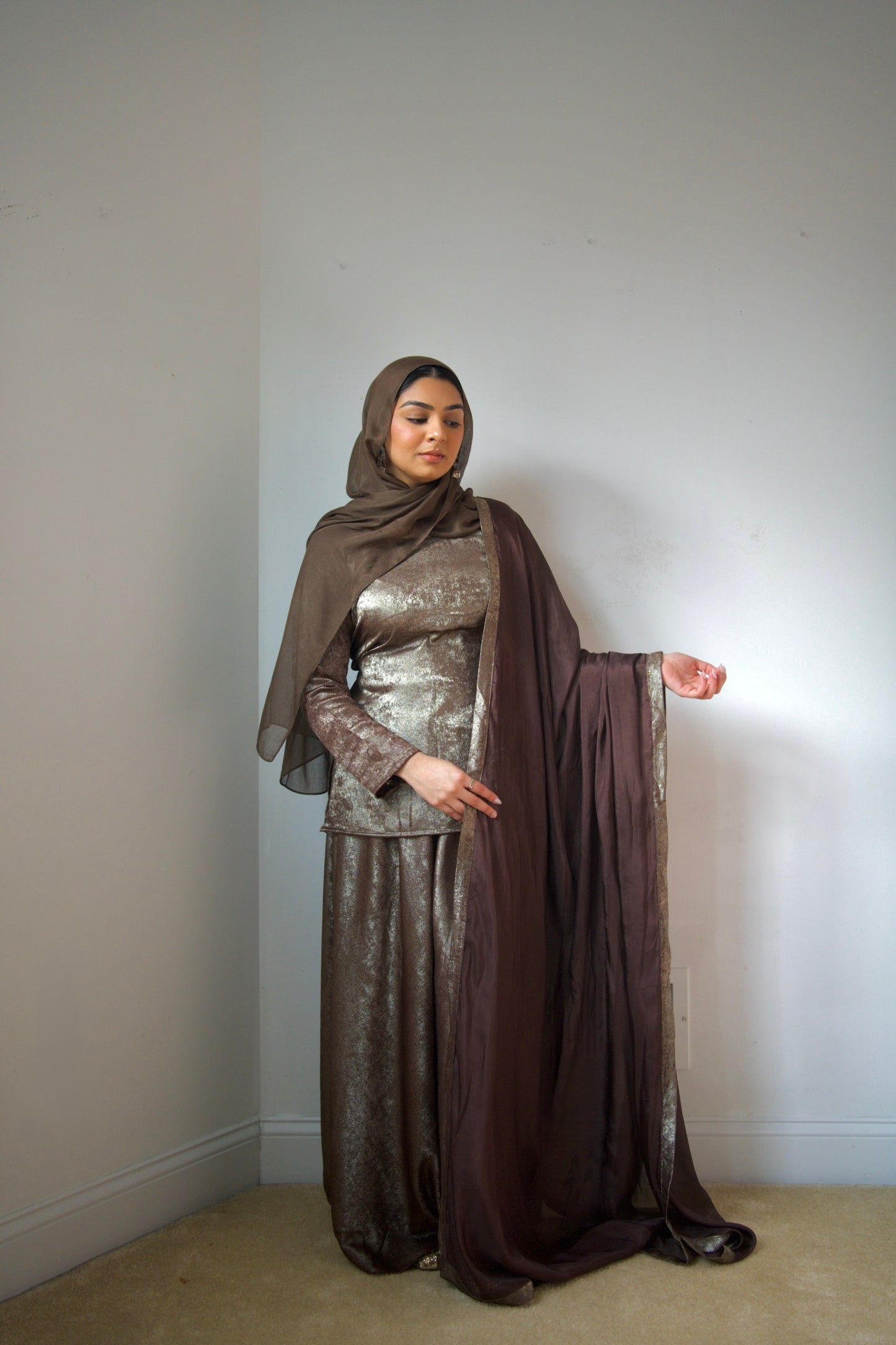 Noor Palazzo Set Chocolate Brown