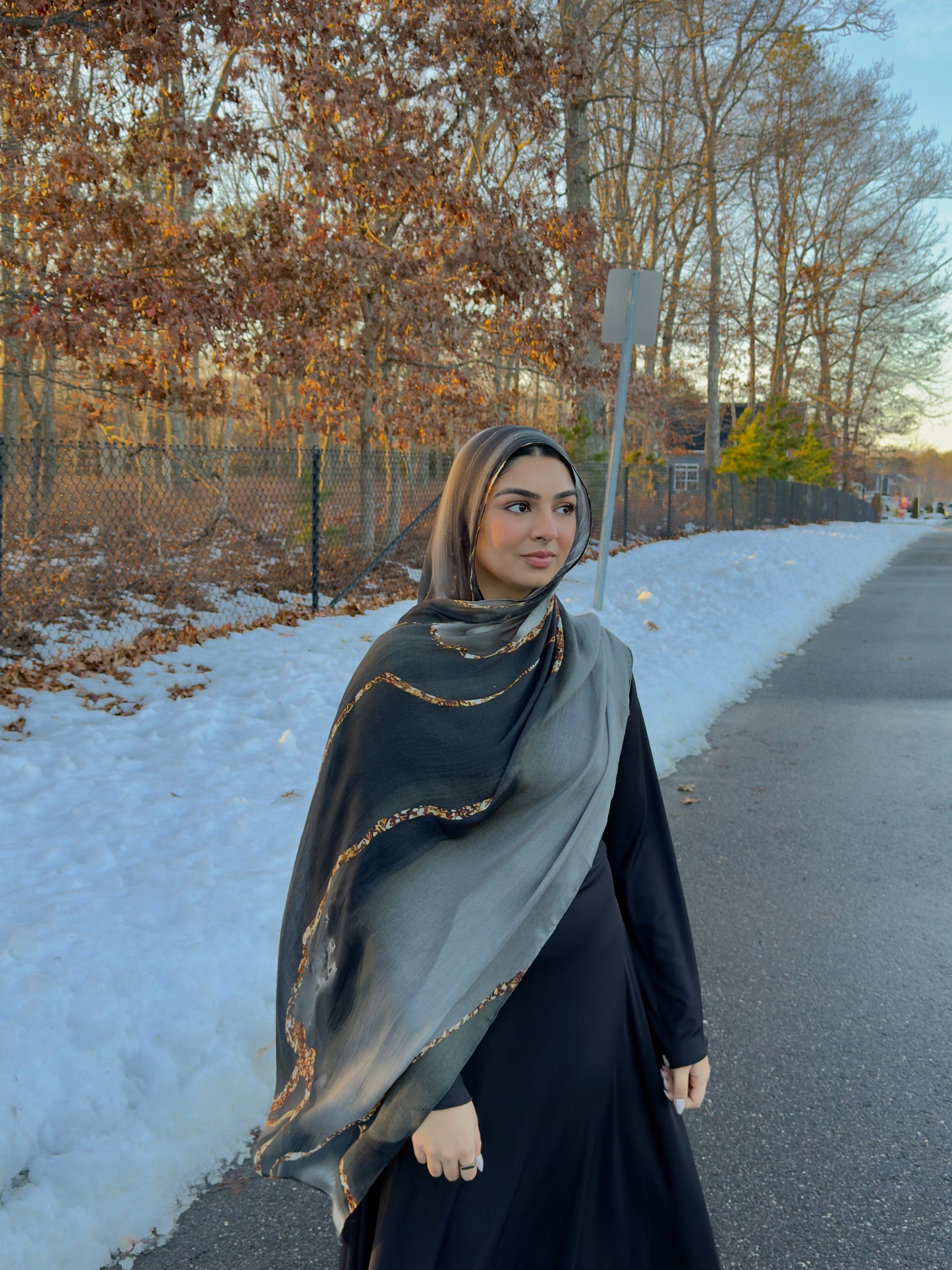 Fireside Grey Printed Modal Hijab
