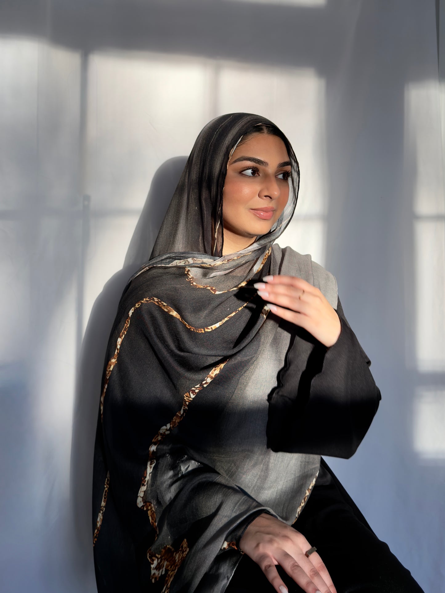 Fireside Grey Printed Modal Hijab