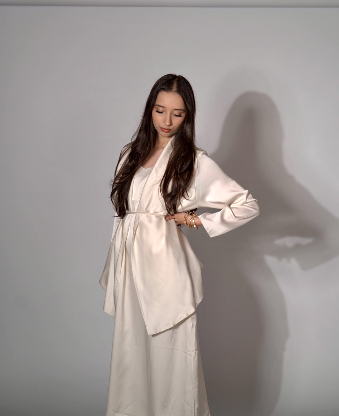 Satin Slip Dress + Satin Cardigan Set