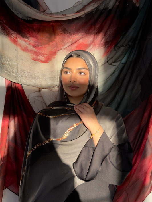 Fireside Grey Printed Modal Hijab