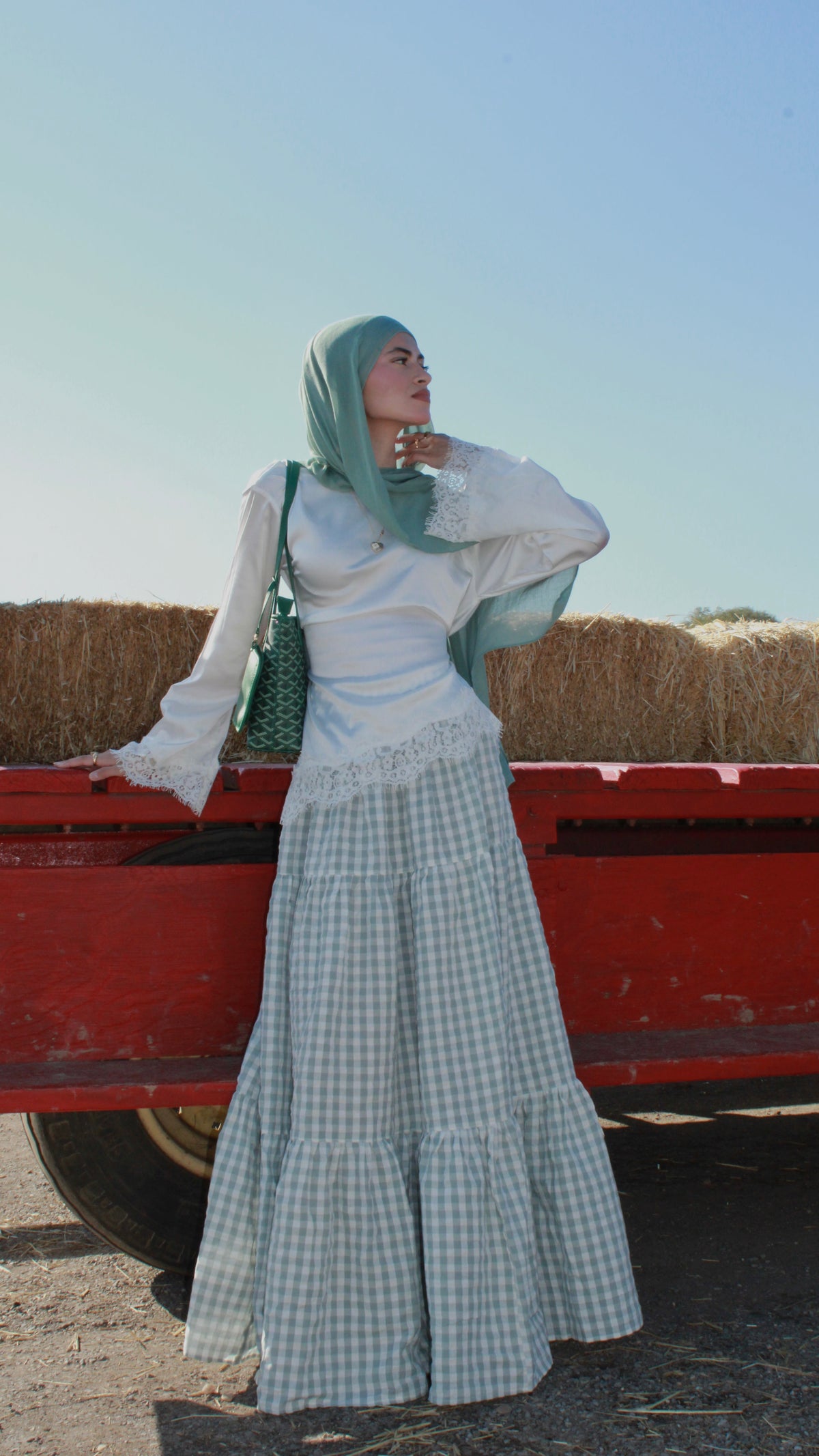 Powdered Sage Gingham Skirt