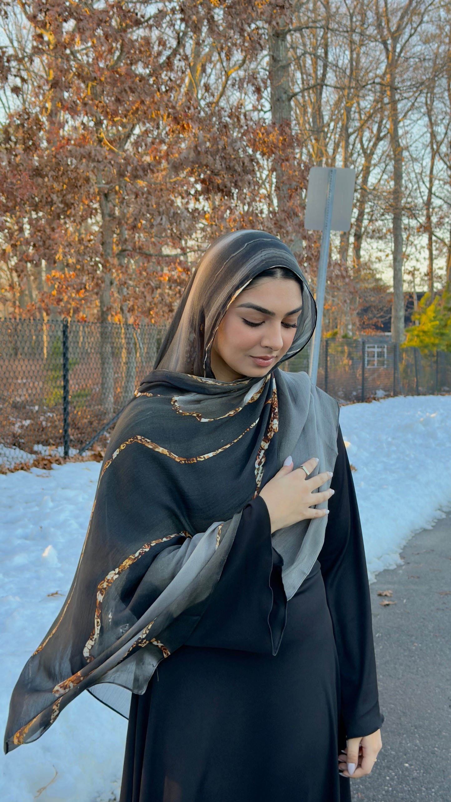 Fireside Grey Printed Modal Hijab