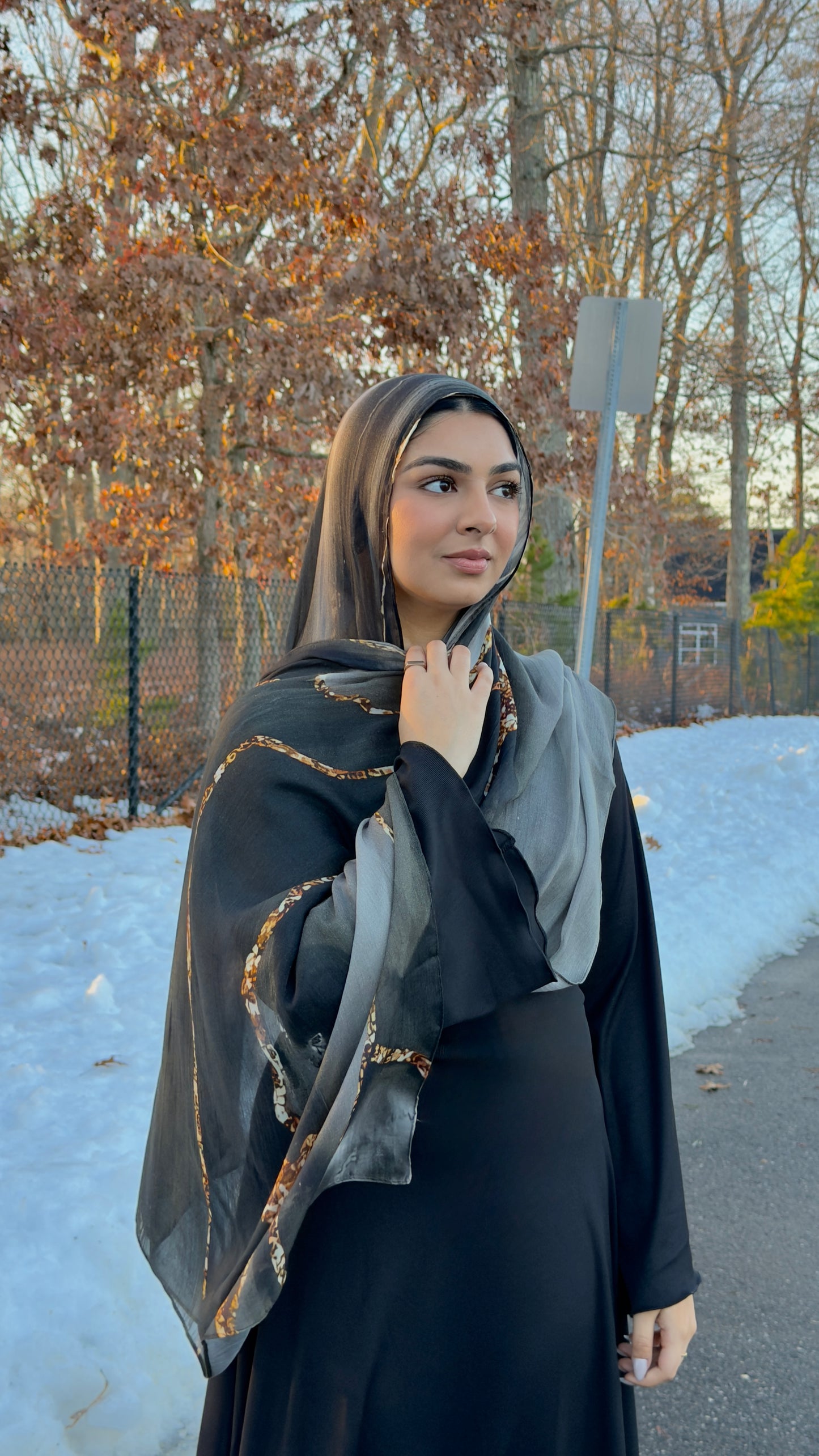 Fireside Grey Printed Modal Hijab