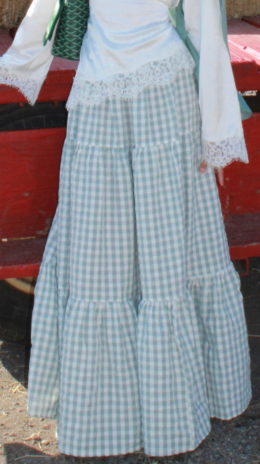 Powdered Sage Gingham Skirt