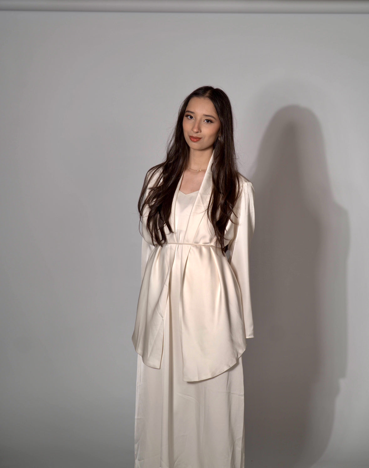 Satin Slip Dress + Satin Cardigan Set