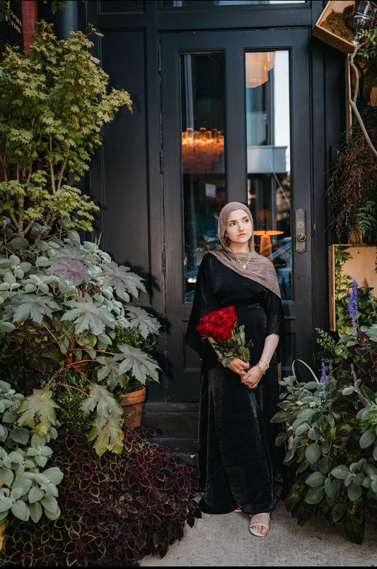 Chrome Black Butterfly Abaya