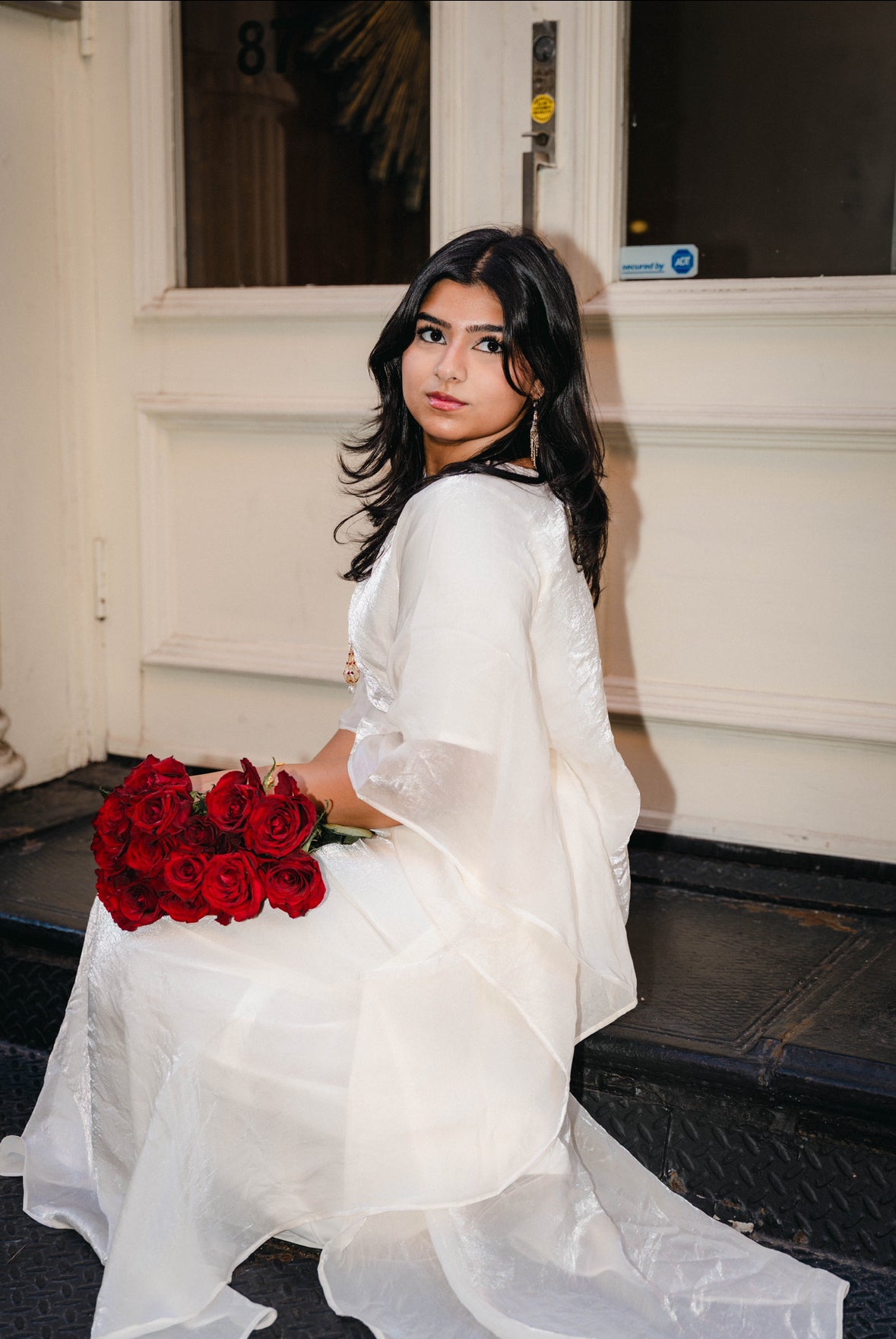 Chrome Off White Butterfly Abaya