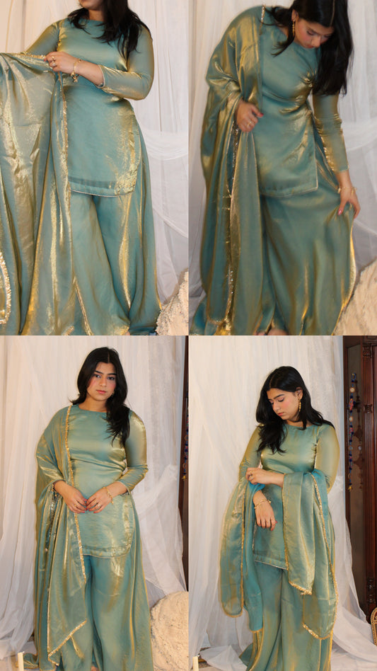 Zari Green Shifa Set