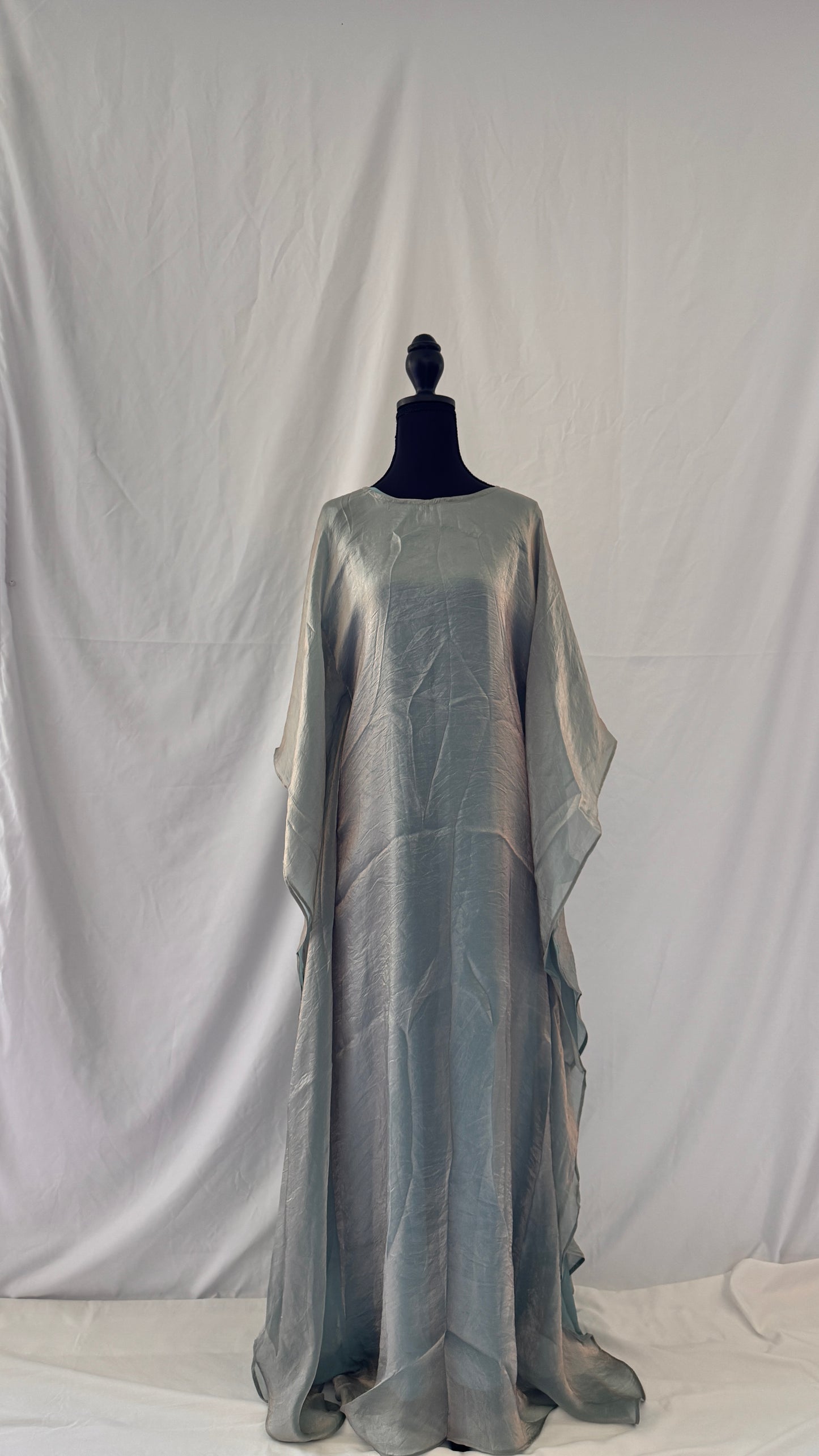 Chrome Light Blue Butterfly Abaya