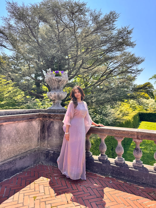 Chrome Light Purple Butterfly Abaya