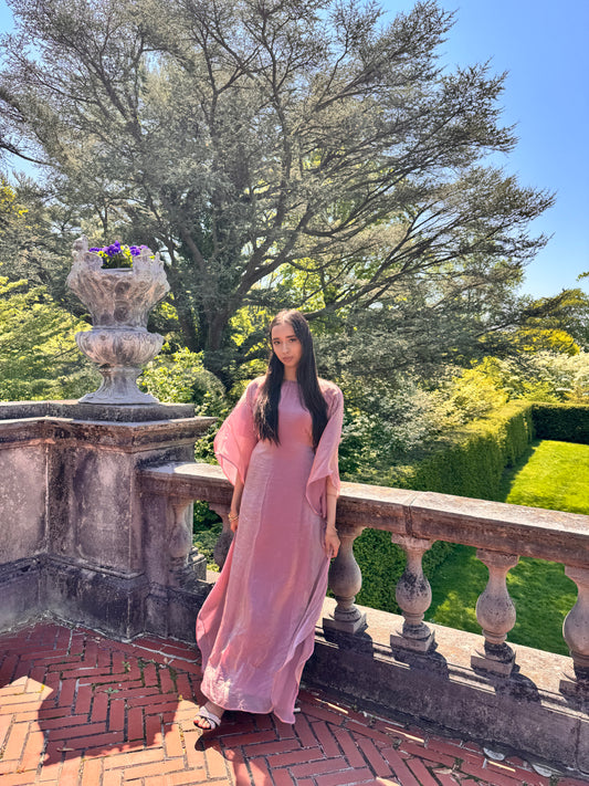 Chrome Blush Pink Butterfly Abaya