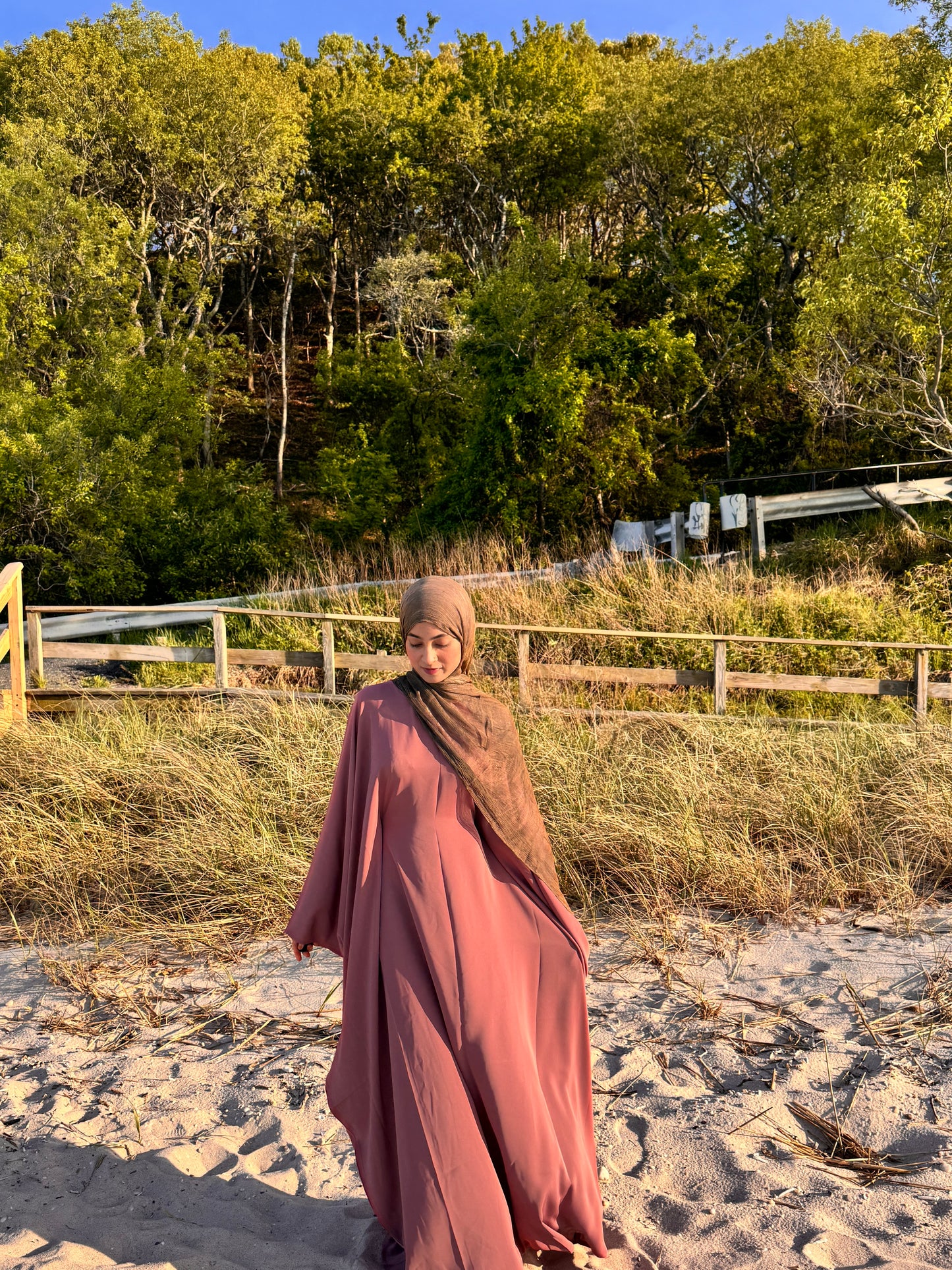 Plain Batwing Muted Plum Abaya