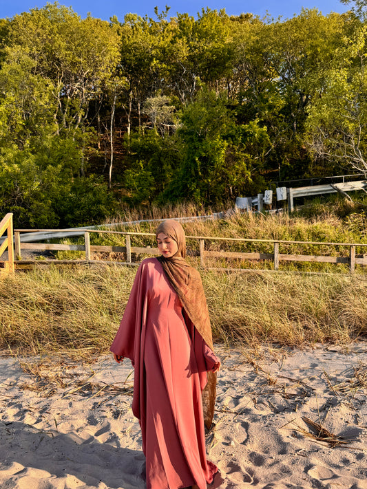 Plain Batwing Muted Plum Abaya