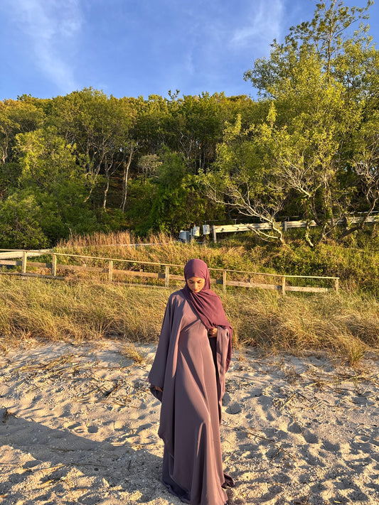 Plain Batwing Abaya Light Purple